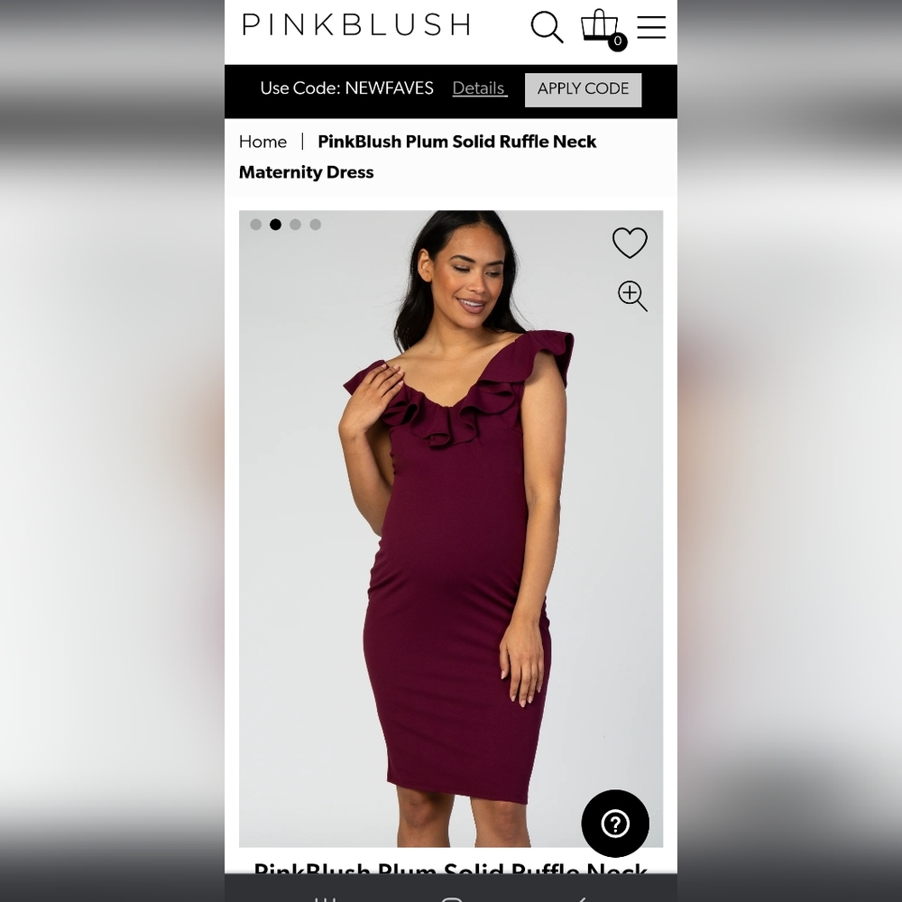 Small Pinkblush Purple Ruffle sleeve maternity dress